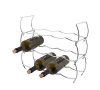 axentia Porte-Bouteilles, Support à Bouteilles en Fil de Fer pour 12 Bouteilles, Casier à Bouteilles de Vin à Trois Niveaux, env. 43 x 42 x 15 cm, Argenté