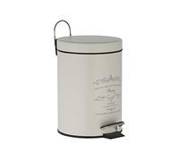 axentia Poubelle à Pédale Ronde Paris en Métal avec Seau Intérieur en Plastique, Poubelle Cosmétique 3L avec Couvercle, env. Ø 17 x 24,5 cm, Antique Blanche