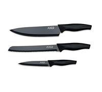 Axer Set de Couteaux de Cuisine Professionnels 3 Pièces - Noirs | Couteaux de chef en inox noir - Étuis de protection & coffret cadeau - Kitchen Knife Set - Couteaux et ustensiles de cuisine