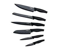 Axer Set de Couteaux de Cuisine Professionnels 6 Pièces - Noirs | Couteaux de chef en inox noir - Étuis de protection & coffret cadeau - Kitchen Knife Set - Couteaux et ustensiles de cuisine