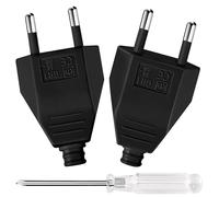 AXFEE 2PCS Fiche Européenne Plate,Fiche mâle,Prise Electrique Male 250V2.5A | avec Tournevis, Matériau PP, D'alimentation Domestique Décorative à Encastrer ou à Remplacer(Noir)