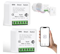 AXFEE 2PCS Interrupteur Intelligent,1/2 Way Smart Switch, Interrupteur WiFi | Contrôle Vocal, interrupteur connecté Compatible avec Alexa/Google Home/Home Assistant, 2400W/10A-NéCessite Un Fil Neutre
