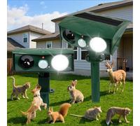 AXFEE 2PCS Repulsif Chat Exterieur Solaire, Répulsif Chat Ultrason, Réglable Répulsif à Ultrasons, 4 Modes, Ultrason Chat Étanche avec Détecteur de Mouvement et Flash pour Anti Oiseaux, Les Rongeurs