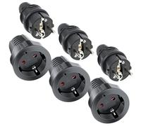 AXFEE 6PCS Fiche Schuko et Raccord, Kit Schuko Fiche + Prise Femelle, Étanche IP44, 250V 16A fiches europe schuko, fiche d'alimentation étanche, fiche D'alimentation De Contact de Protection