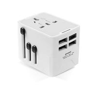 AXFEE Adaptateur Voyage Universel, Adaptateur de Prise avec 3 USB et 1 Type C, Double Fusibles Adaptateur International vers USA, EU, UK, AUS, Plus de 200 Pays (Blanc)