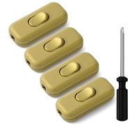 AXFEE Interrupteur Bipolaire, 4 Pièces 250 V Legrand Interrupteur, Remplacement du commutateur en ligne, accepte un fil rond ou plat à 1-3 conducteurs pour Lampe, Petit appareil ou lampe, or