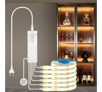 AXFEE Ruban LED COB 1M, 6-en-1 Bande LED COB Dimmable, 3000k Blanc Chaud | avec Interrupteur Tactile et Variateur Manuel, Découpable, pour Panneau Acoustique, Vitrine, Armoires, Cuisine Éclairage