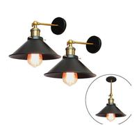 AXHUP 2PCS Applique Murale Intérieur en Métal E27 Vintage Rétro pour le Couloir Maison de Campagne Chamre Salon Noir