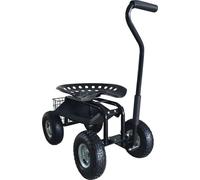Axi Ag22 Siège De Jardin Sur Roues En Noir | Tabouret Pour Jardinier Avec Bac De Rangement | Chariot Pour Le Jardinage En Métal Avec Charge Max. 150