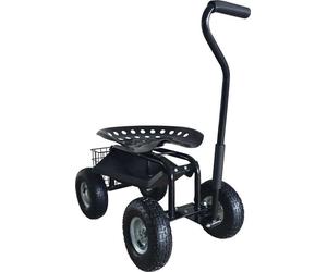 Axi Ag22 Siège De Jardin Sur Roues En Noir | Tabouret Pour Jardinier Avec Bac De Rangement | Chariot Pour Le Jardinage En Métal Avec Charge Max. 150