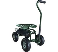 AXI AG22 siège roulant mobile pour le jardin en vert | Chariot de jardin / siège de jardin en métal pouvant supporter jusqu'à 150 kg | Chariot roulant pour le jardinage avec étagère