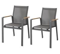 Axi Alva Ensemble De 2 Chaises De Jardin, Anthracite | Pour Table De D'Extérieur En Aluminium / Bois De Teck Avec Assise Et Dossier En Toile | Résistantes Aux Intempéries - Supportent Jusqu'À 120 Kg