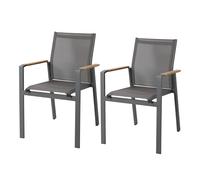 Axi Alva Ensemble De 2 Chaises De Jardin, Anthracite | Pour Table De D'Extérieur En Aluminium / Bois De Teck Avec Assise Et Dossier En Toile | Résistantes Aux Intempéries - Supportent Jusqu'À 120 Kg
