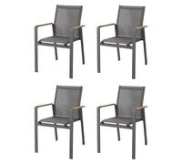 Axi Alva Ensemble De 4 Chaises De Jardin, Anthracite | Pour Table De D'Extérieur En Aluminium / Bois De Teck Avec Assise Et Dossier En Toile | Résistantes Aux Intempéries - Supportent Jusqu'À 120 Kg