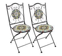 Axi Amélie 2 Chaises Bistrot, Multicouleurs, Pliantes | Salon De Jardin Bistrot, Chaises De Jardin Mosaique Pour Extérieur/Balcon/Terrasse