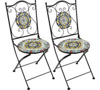 Axi Amélie 2 Chaises Bistrot, Multicouleurs, Pliantes | Salon De Jardin Bistrot, Chaises De Jardin Mosaique Pour Extérieur/Balcon/Terrasse