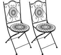 Axi Amélie 2 Chaises Bistrot, Noires Et Blanches, Pliantes | Salon De Jardin Bistrot, Chaises De Jardin Mosaique Pour Jardin/Balcon/Terrasse