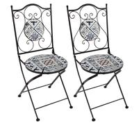 Axi Amélie 2 Chaises Bistrot, Pliantes, Mosaique, Bleu Clair | Assises Style Bistrot, Chaises De Jardin Pour Extérieur/Balcon/Terrasse - 38,5 X 45 X