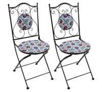 Axi Amélie 2 Chaises Bistrot, Pliantes, Mosaique, Bleu Vif | Assises Style Bistrot, Chaises De Jardin Pour Extérieur/Balcon/Terrasse - 38,5 X 45 X 90