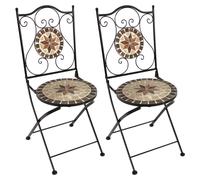 Axi Amélie 2 Chaises Bistrot, Pliantes, Mosaique, Earth Brown | Assises Style Bistrot, Chaises De Jardin Pour Extérieur/Balcon/Terrasse - 38,5 X 45 X