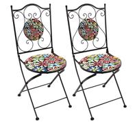 Axi Amélie 2 Chaises Bistrot, Pliantes, Mosaique, Fiesta Flower | Assises Style Bistrot, Chaises De Jardin Pour Extérieur/Balcon/Terrasse - 38,5 X 45