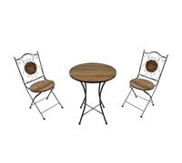 AXI Amélie Ensemble Bistrot Mosaïque Aspect Bois de Grange | Salon de Jardin Bistro avec Table & 2 Chaises, pour Balcon & Terrasse, 38,5 x 45 x 90 cm
