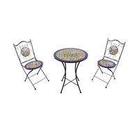AXI Amélie Ensemble Bistrot Mosaïque Bleu & Jaune Méditerranéen | Salon de Jardin Bistro avec Table & 2 Chaises, pour Balcon & Terrasse, 38,5 x 45 x 90 cm