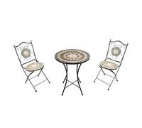 AXI Amélie Ensemble Bistrot Mosaïque Étoile Gris & Marron | Salon de Jardin Bistro avec Table & 2 Chaises, pour Balcon & Terrasse, 38,5 x 45 x 90 cm