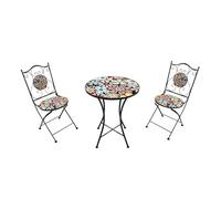 AXI Amélie Salon de Jardin Bistrot Mosaïque Flower Fiesta | Ensemble Jardin, Set 3 Pièces avec Table & 2 Chaises, 38,5 x 45 x 90 cm