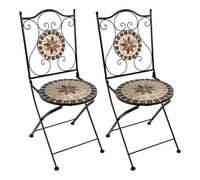 AXI Amélie Set de 2 Chaises de Bistrot Mosaïque Earth Brown | Assises Jardin, Pliables, 38,5 x 45 x 90 cm, Jusqu'à 150 Kg