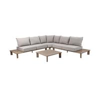 Axi Avery Salon De Jardin, Angle, Table Basse, Aspect Bois, Beige | Salon De Jardin Avec Table - Structure En Aluminium Thermolaqué - 5 Personnes