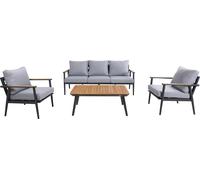 Axi Bibi Salon De Jardin Avec 1 Canapé, 2 Fauteuils Et Une Table | Canapé Extérieur 4 Pièces En Aluminium & Bois De Teck En Anthracite / Marron |