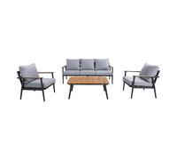AXI Salon de jardin Bibi – 4 pièces Alu & teck Anthracite/Marron