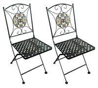 Axi Camilla 2 Chaises De Jardin Bistrot, Design Mosaique, Pliables - Bleu/Jaune | Meuble D'Extérieur, Structure Métallique, Assise En Céramique,