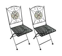 AXI Camilla 2 Chaises De Jardin Bistrot, Design Mosaique, Pliables - Bleu/Jaune | Meuble D'Extérieur, Structure Métallique, Assise en Céramique, Jardin/Balcon/Terrasse - Charge Max/Chaise : 150 Kg