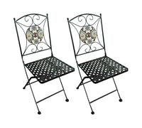 Axi Camilla 2 Chaises De Jardin Bistrot, Design Mosaique, Pliables - Bleu/Jaune | Meuble D'Extérieur, Structure Métallique, Assise En Céramique, Jardin/Balcon/Terrasse - Charge Max/Chaise : 150 Kg