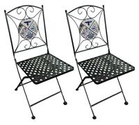 Axi Camilla 2 Chaises De Jardin Bistrot, Design Mosaique, Pliables - Bleu | Meuble D'Extérieur, Structure Métallique, Assise En Céramique, Pour
