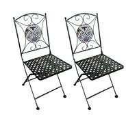 Axi Camilla 2 Chaises De Jardin Bistrot, Design Mosaique, Pliables - Bleu | Meuble D'Extérieur, Structure Métallique, Assise En Céramique, Pour Jardin/Balcon/Terrasse - Charge Max Par Chaise : 150 Kg