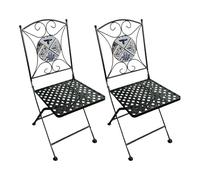 AXI Camilla 2 Chaises De Jardin Bistrot, Design Mosaique, Pliables - Bleu | Meuble D'Extérieur, Structure Métallique, Assise en Céramique, pour Jardin/Balcon/Terrasse - Charge Max par Chaise : 150 Kg