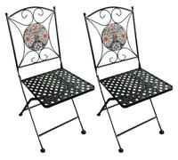 Axi Camilla 2 Chaises De Jardin Bistrot, Design Mosaique, Pliables - Orange/Bleu | Meuble D'Extérieur, Structure Métallique, Assise En Céramique,