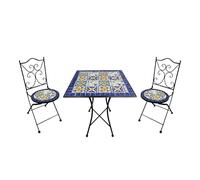 AXI Camilla Ensemble Bistrot Mosaïque Bleu Méditerranéen | Salon de Jardin Bistro avec Table & 2 Chaises, pour Balcon & Terrasse, 48 x 38 x 92 cm