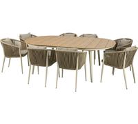 AXI – Ensemble de jardin Chay – 8 chaises rembourrées en polyester, table, polywood – Beige