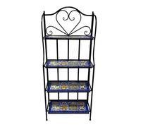 Axi Cleo Etagère À Plantes En Métal Avec Mosaïque, Bleu/Jaune | Support À Fleurs, 4 Niveaux Avec Carreaux De Mosaïque En Céramique | Pour Jardin / Balcon / Terrasse - 64 X 27 X 140,5 Cm