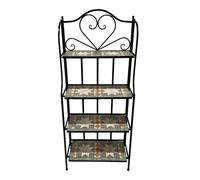 Axi Cleo Etagère À Plantes En Métal Avec Mosaïque Étoile, Gris/Marron | Support À Fleurs, 4 Niveaux Avec Carreaux De Mosaïque En Céramique | Pour Jardin / Balcon / Terrasse - 64 X 27 X 140,5 Cm