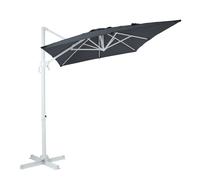 Axi Coco Parasol Déporté Blanc/Gris - Rectangulaire 200X300 Cm - Structure Aluminium - Rotation 360 - Inclinable - Résistant Aux Uv
