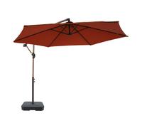 Axi Dion Parasol Rond Ø 300 Cm, Aspect Chêne/Terracotta - Pied De Parasol Inclus | Pour Le Jardin / Terrasse Avec Armature Thermolaquée | Pied En Croix Inclus | Inclinable Et Pivotant À 360°