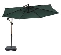 Axi Dion Parasol Rond Ø 300 Cm, Aspect Chêne/Vert - Pied De Parasol Inclus | Pour Le Jardin / Terrasse Avec Armature Thermolaquée | Pied En Croix