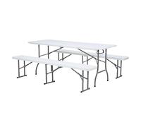 Axi Elba Ensemble De Table De Brasserie Pliable Avec Deux Bancs, Plastique Hdpe | Pour Le Jardin, Le Balcon Ou Le Camping : 180 X 74 X 75 Cm