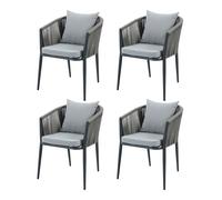 Axi Faye Ensemble De 4 Chaises De Jardin, Anthracite | Aluminium/Polyester Et Cussins D'Assise En Oléfine | Supporte Jusqu'À 120 Kg
