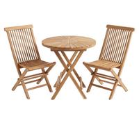 AXI Gia/Mina Ensemble de bistrot 3 pièces en teck - Rond | 1 Table de Jardin et 2 chaises pliantes Mina - 60 cm | Meubles de jardin en bois pour